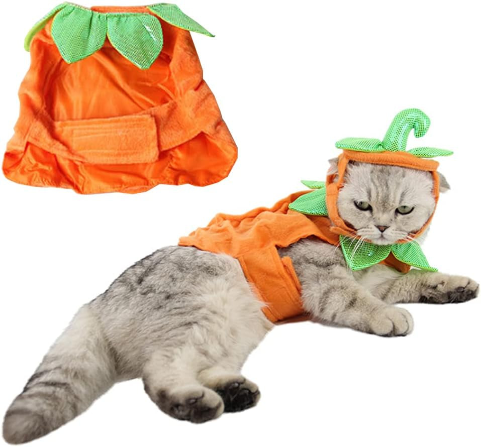 Pet Pumpkin Costume Cat Halloween Hat Cloak Sets Puppy Poncho Dog Halloween Cosplay for Kitty Small Medium Sized Dog