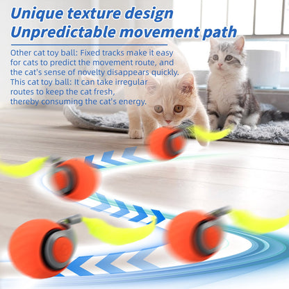 Speedy Tail 2.0, Interactive Cat Toy for Indoor Cats, Automatic Moving Cat Toy Ball, USB Rechargeable Smart Cat Toys Ball with Replacement Tail, 2 Speed Adjustment