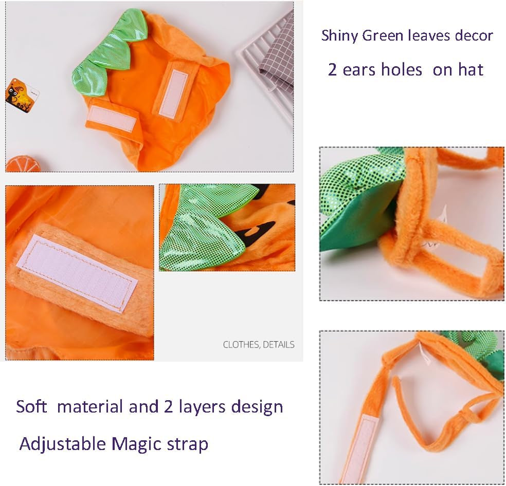 Pet Pumpkin Costume Cat Halloween Hat Cloak Sets Puppy Poncho Dog Halloween Cosplay for Kitty Small Medium Sized Dog