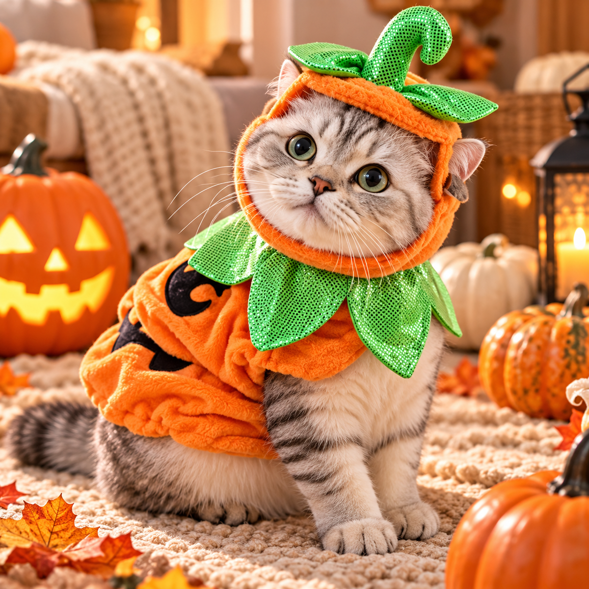 Pet Pumpkin Costume, Halloween Hat Cloak Set, Cosplay for Kitty/Small Dog
