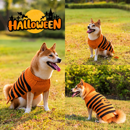 Halloween Dog Pumpkin Sweater Pet Costume Warm Leisure Outfit