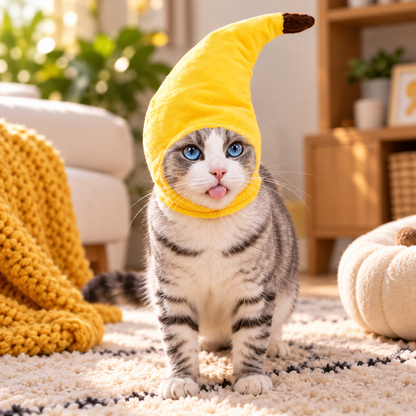 Funny Cute Pet Cat Costume Banana Cap Hat, Cat Dog Halloween Christmas Clothes